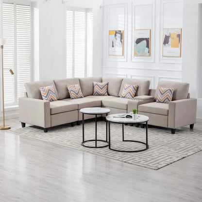 Nolan - Fabric 6 Piece Sectional Sofa With Pillows And Interchangeable Legs Lilola Home
