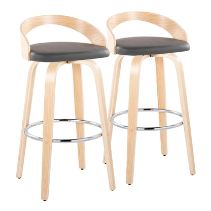 Grotto - Contemporary Fixed-Height Barstool With Swivel With Round Footrest (Set of 2) Lumi Source