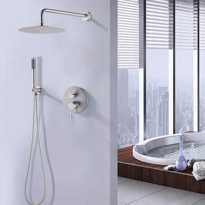 Elegant 10" Round Rain Shower Head And Handheld Set With Adjustable Tilt And Dual Modes Daily Nest