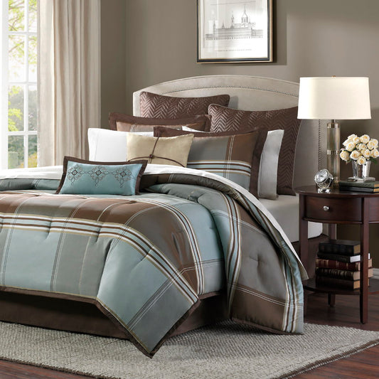 Lincoln Square - Queen 8 Piece Comforter Set - Brown