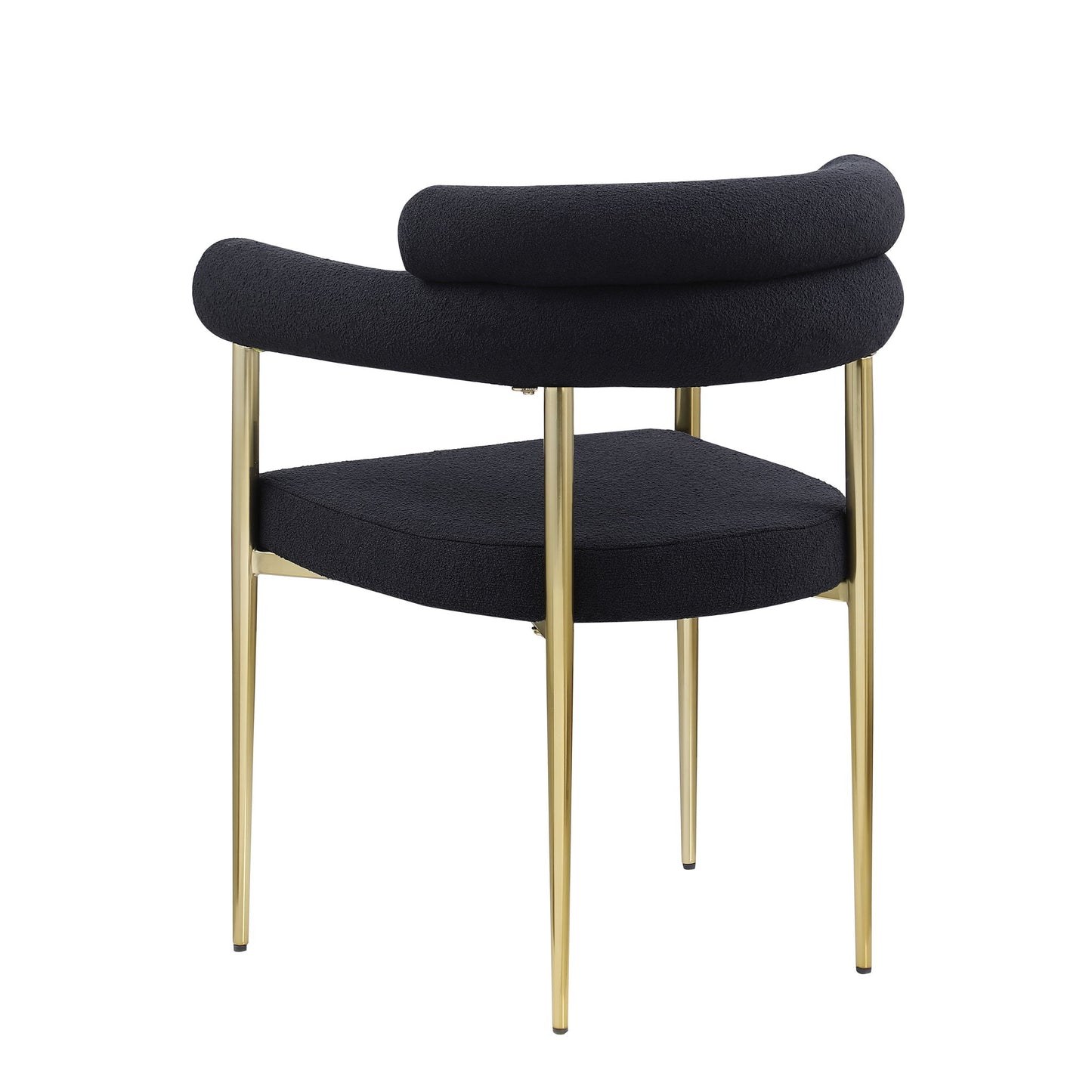 Dining Chairs (Set of 2), Mid-Century Modern Dining Chairs, Kitchen Dining Room Chairs, Round Boucle Backrest Sherpa Dining Chair With Brushed Bronze Metal Legs Home Essentials