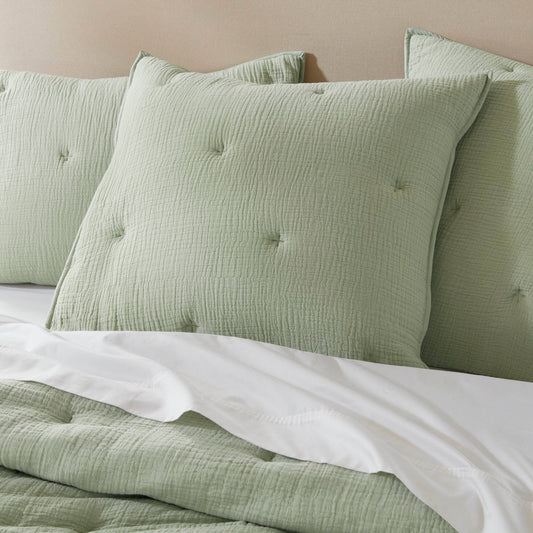 Breeze - Gauze Embroidered Euro Sham - Sage Harbor House Blue