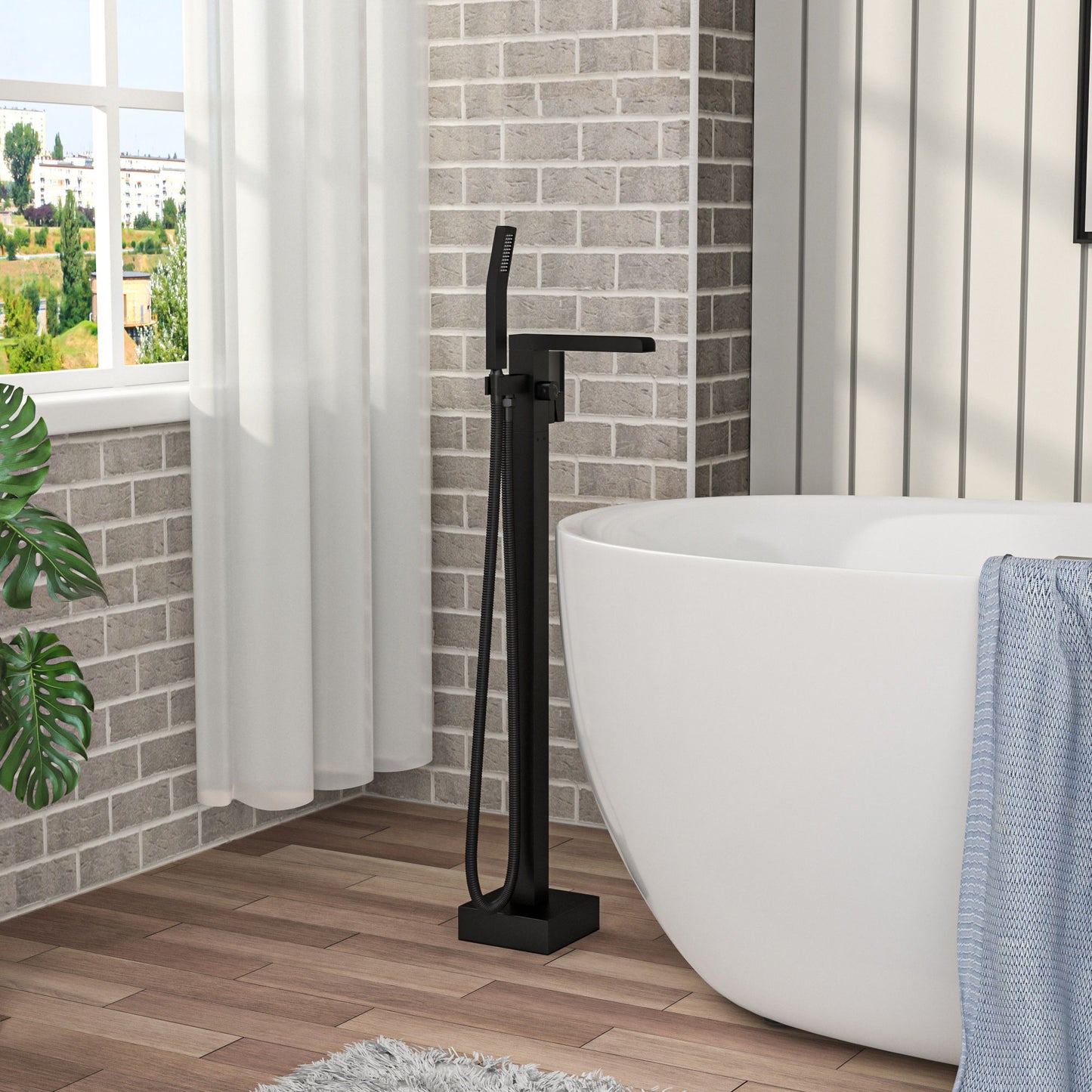 Freestanding Bathtub Faucet With Waterfall Tub Filler And Hand Shower Daily Nest