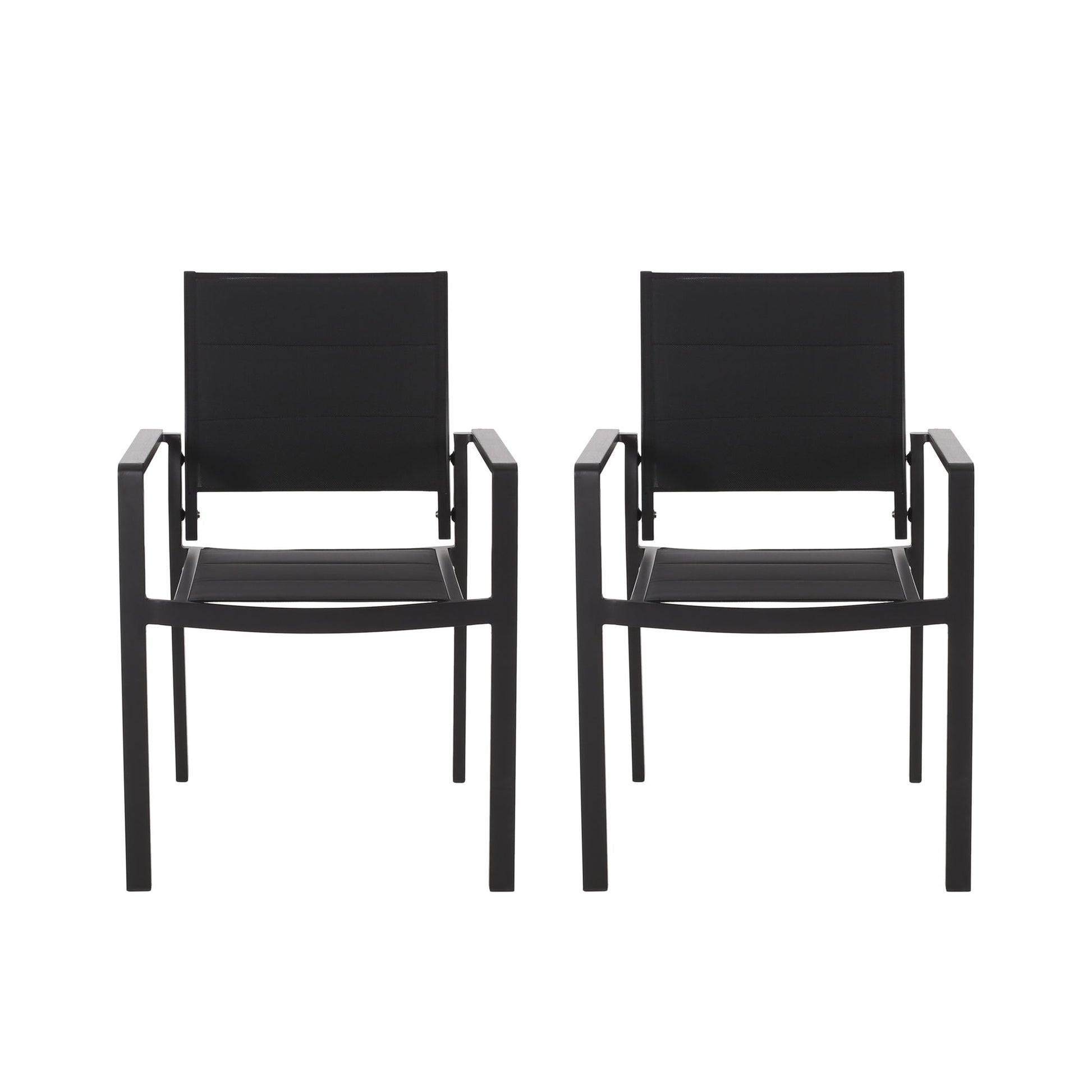 Baird - Outdoor Mesh And Aluminum Dining Chairs - Black Noble House