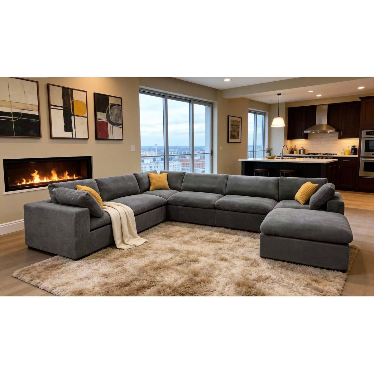 Custom Configuration Modular Sectional & Toss Pillows Home Essentials