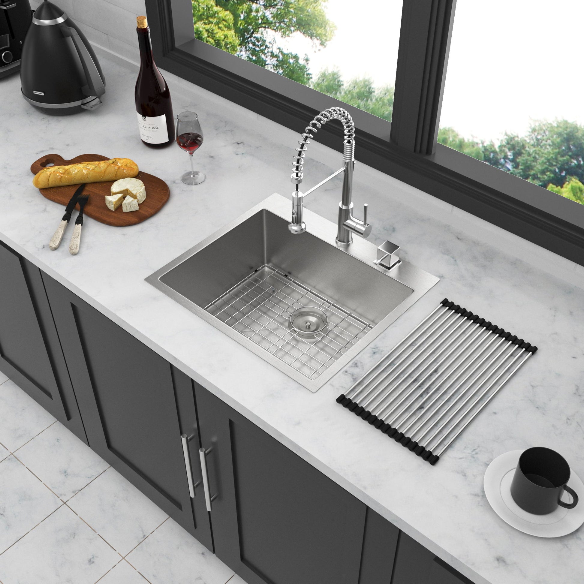 Drop In Kitchen Sink, 16 Gauge Stainless Steel, Single Bowl, Topmount Basin Daily Nest