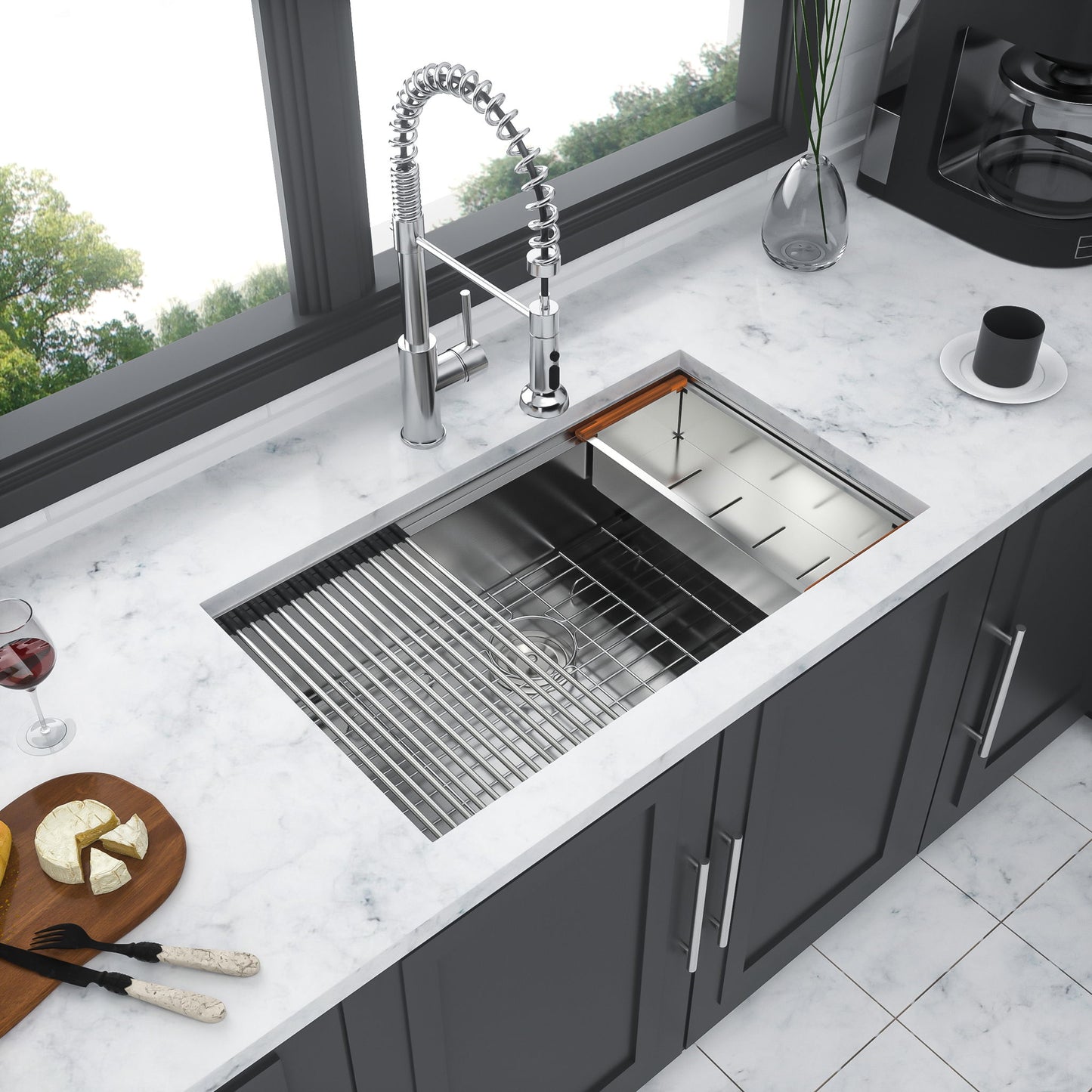 Single Bowl, Undermount Workstation, Kitchen Sink With Accessories Daily Nest