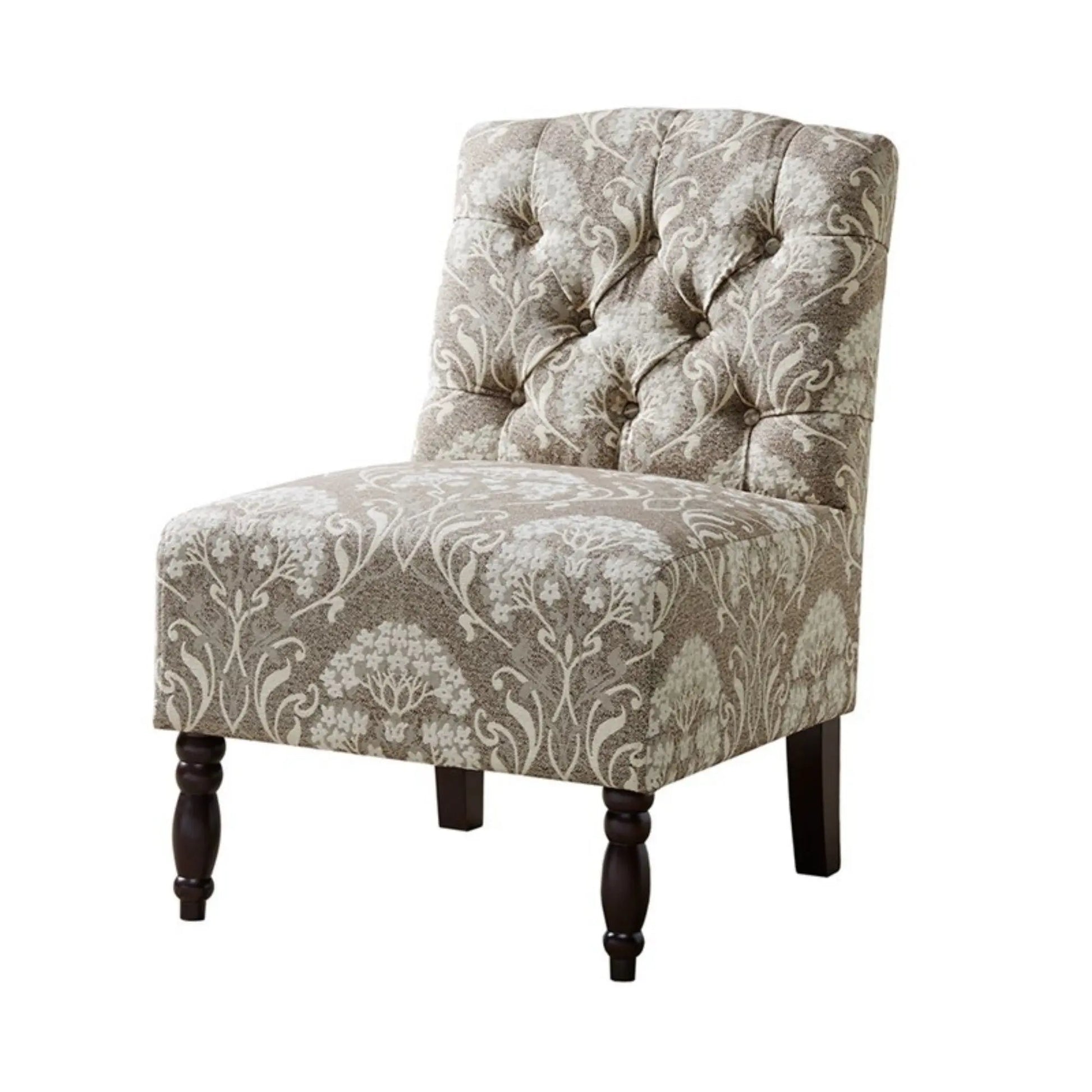 Vintage Tufted Armless Chair With Button Tufting - Taupe JLA