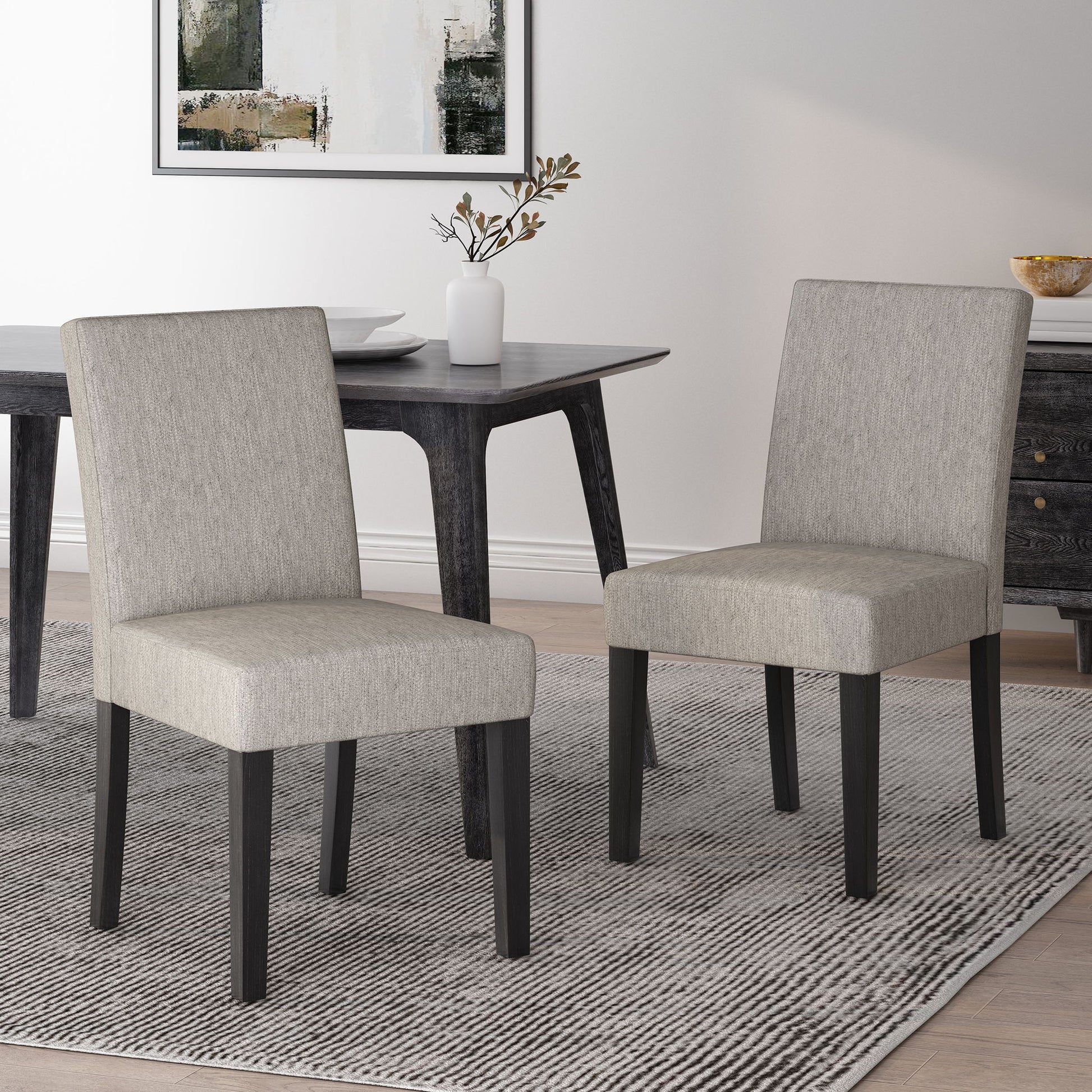 Contemporary Dining Chair With Upholstered Seating And Tapered Legs Noble House