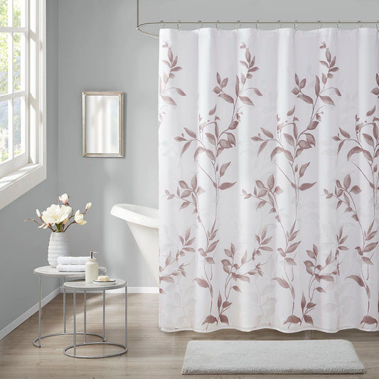 Cecily - Burnout Printed Shower Curtain - Mauve