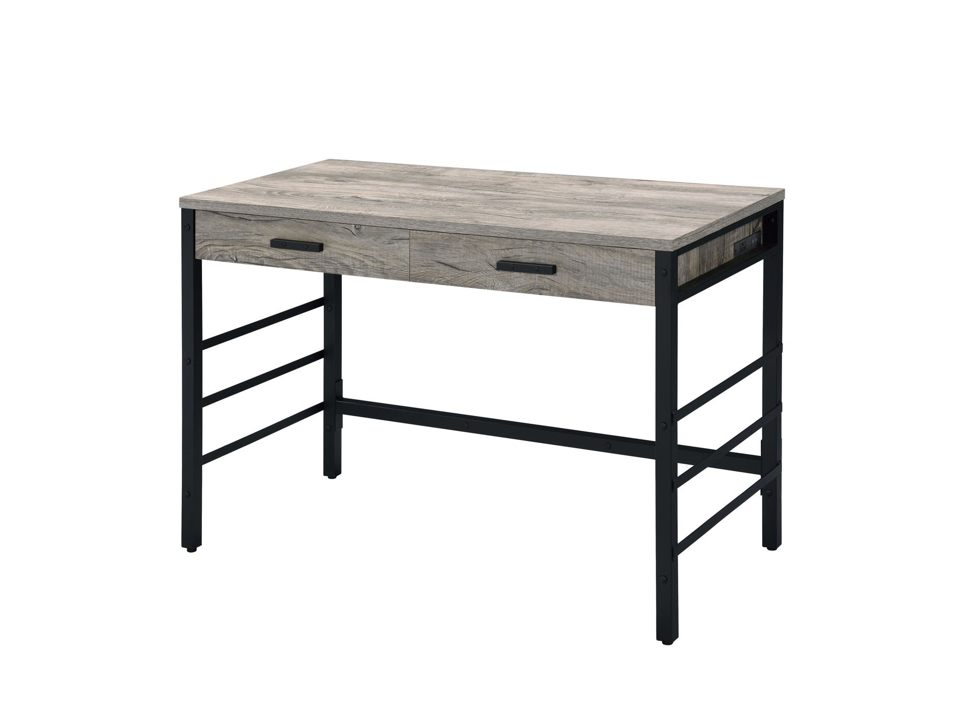 Disho - Weathered Writing Desk With USB - Oak Acme