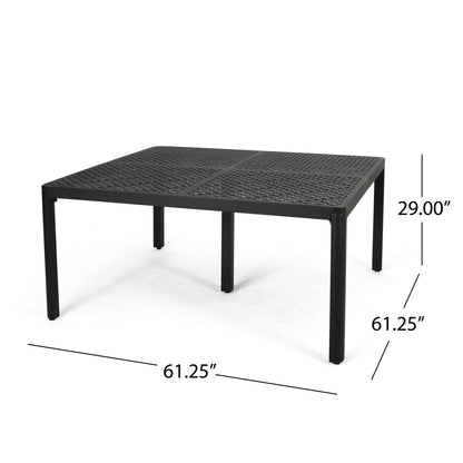 Outdoor Modern Aluminum Dining Table With Woven Accents Noble House