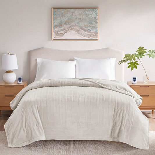 Microplush - King Heated Blanket With Wifi Technology - Ivory Beautyrest