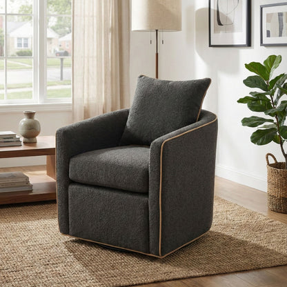 Swivel Accent Chair, Rotating Base, For Living Room Noble House