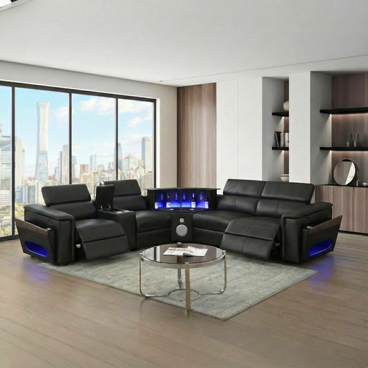 Nova - Sectional With Bluetooth Speaker, LED And Lifting Wine Cabinet Matrix Furniture Group