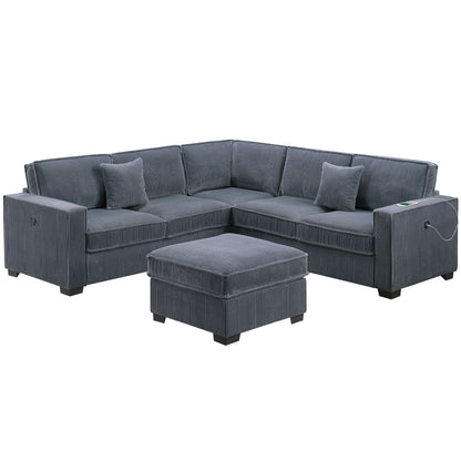 Modern Sectional Set With Cocktail Ottoman Home Essentials