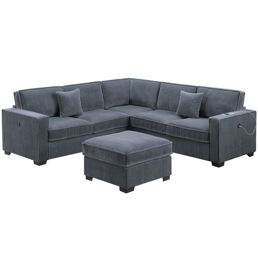 Modern Sectional Set With Cocktail Ottoman Home Essentials