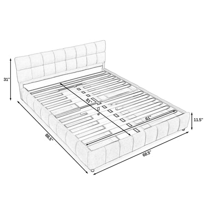 Modern Platform Bed Frame With Thick Chenille Fabric Home Essentials