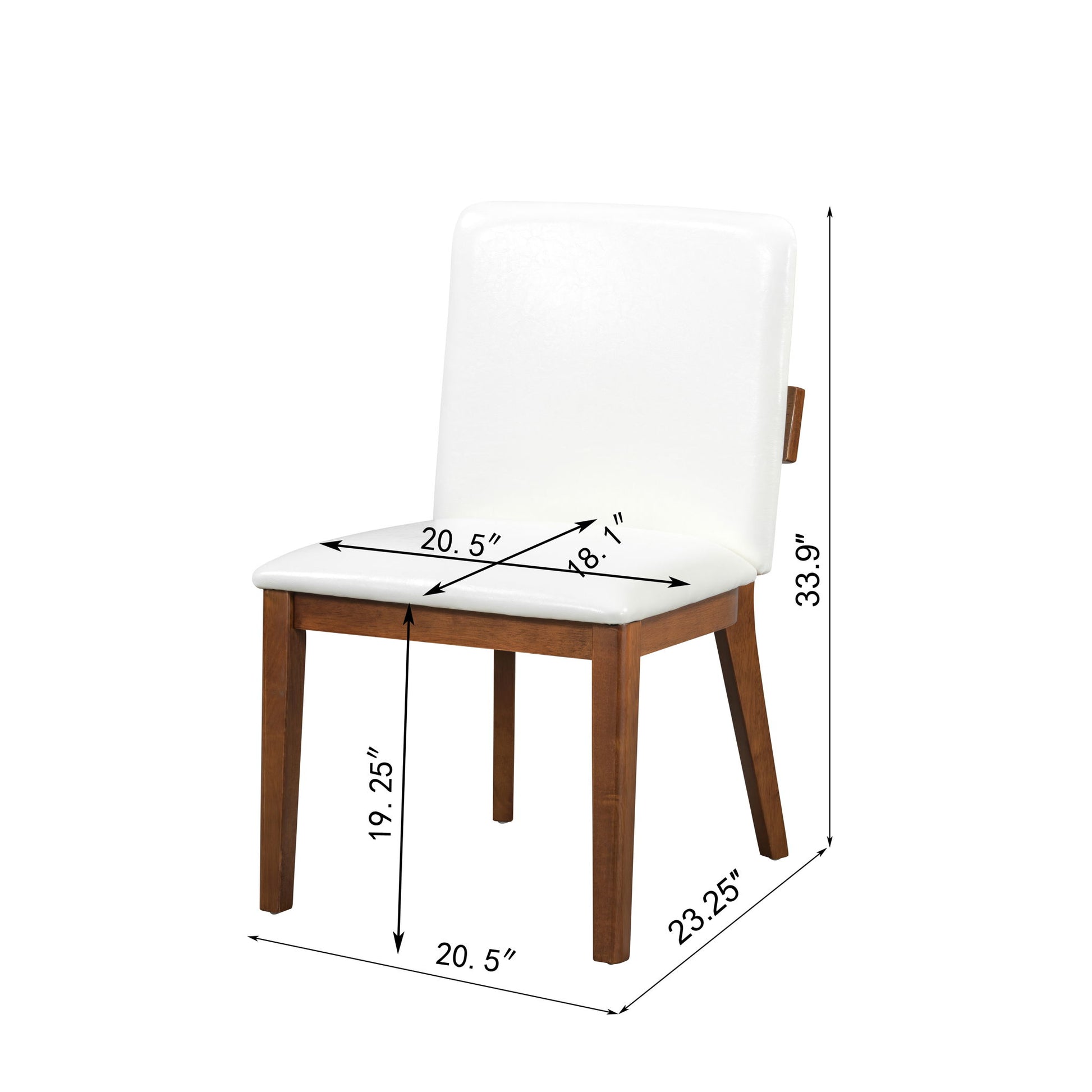 Modern Dining Chairs (Set of 2) With Glossy Upholstery - White / Walnut Hearth and Haven