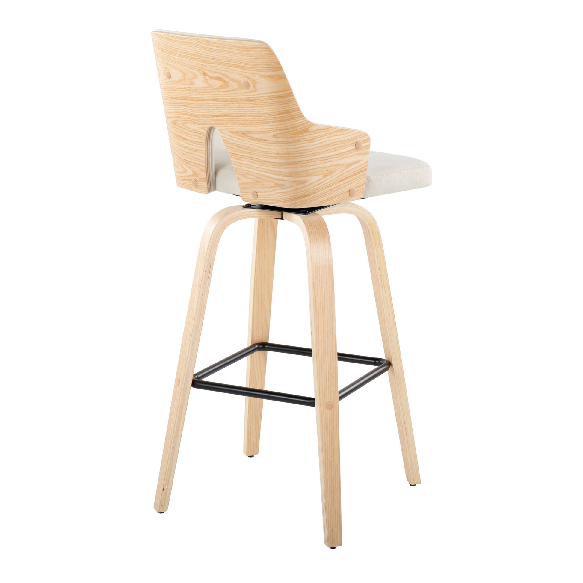 Stella - Contemporary Fixed Height Barstool With Swivel Square Footrest (Set of 2) Lumi Source