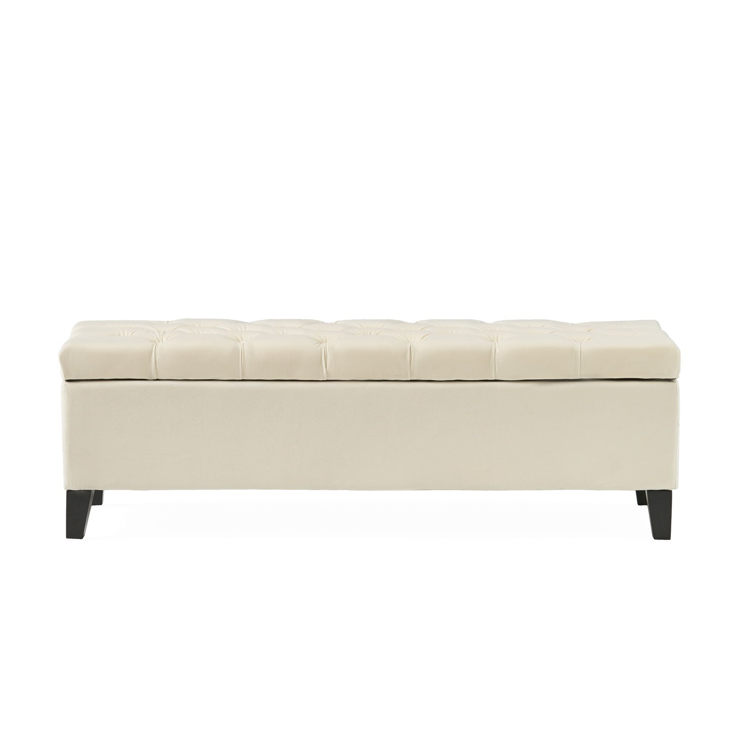 Button Tufted Diamond Stitch Storage Ottoman - Beige Noble House