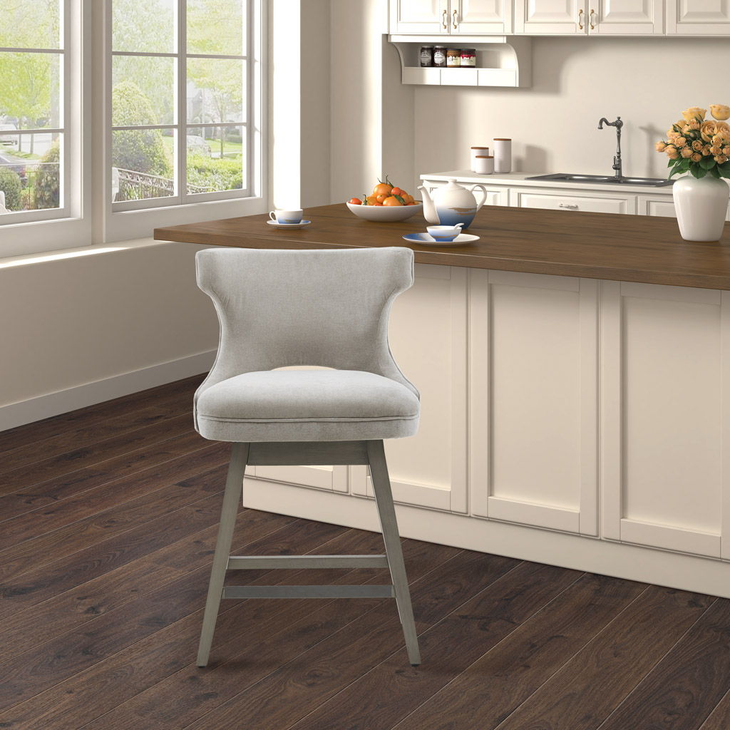 Emmett - 25.75" Swivel Counter Stool - Light Gray Madison Park