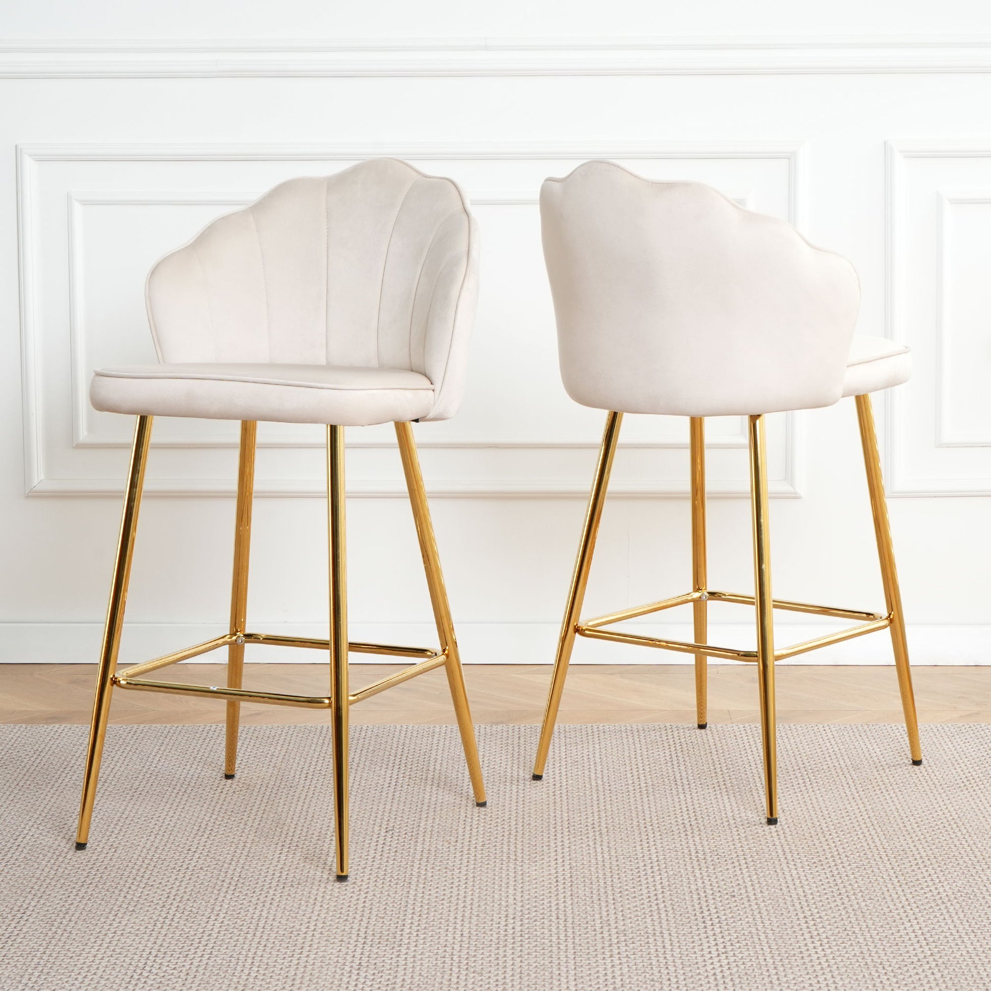 Elegant Shell Shape Velvet Bar Chair (Set of 2) Home Essentials