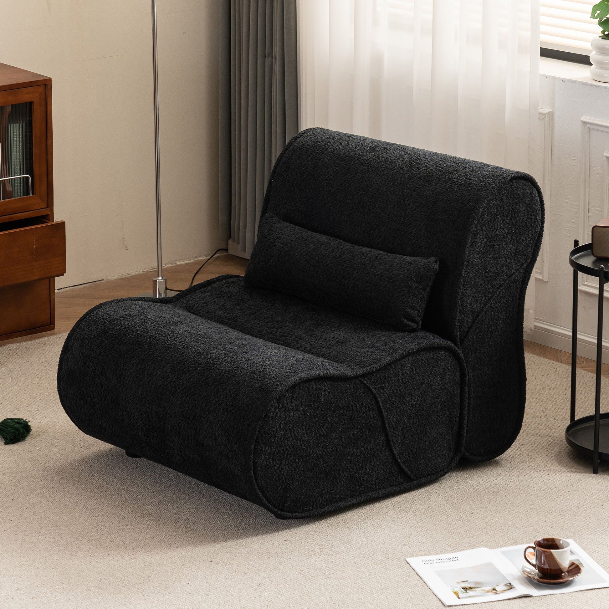 Soft Pellet Velvet Recliner, Comfortable Lounge Chair With Waist Pack Padding, Modern Design, Ideal For Living Room Home Essentials