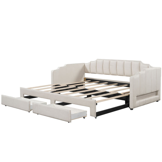 Extendable Daybed With LED Light And 2 Storage Drawers Dreamland