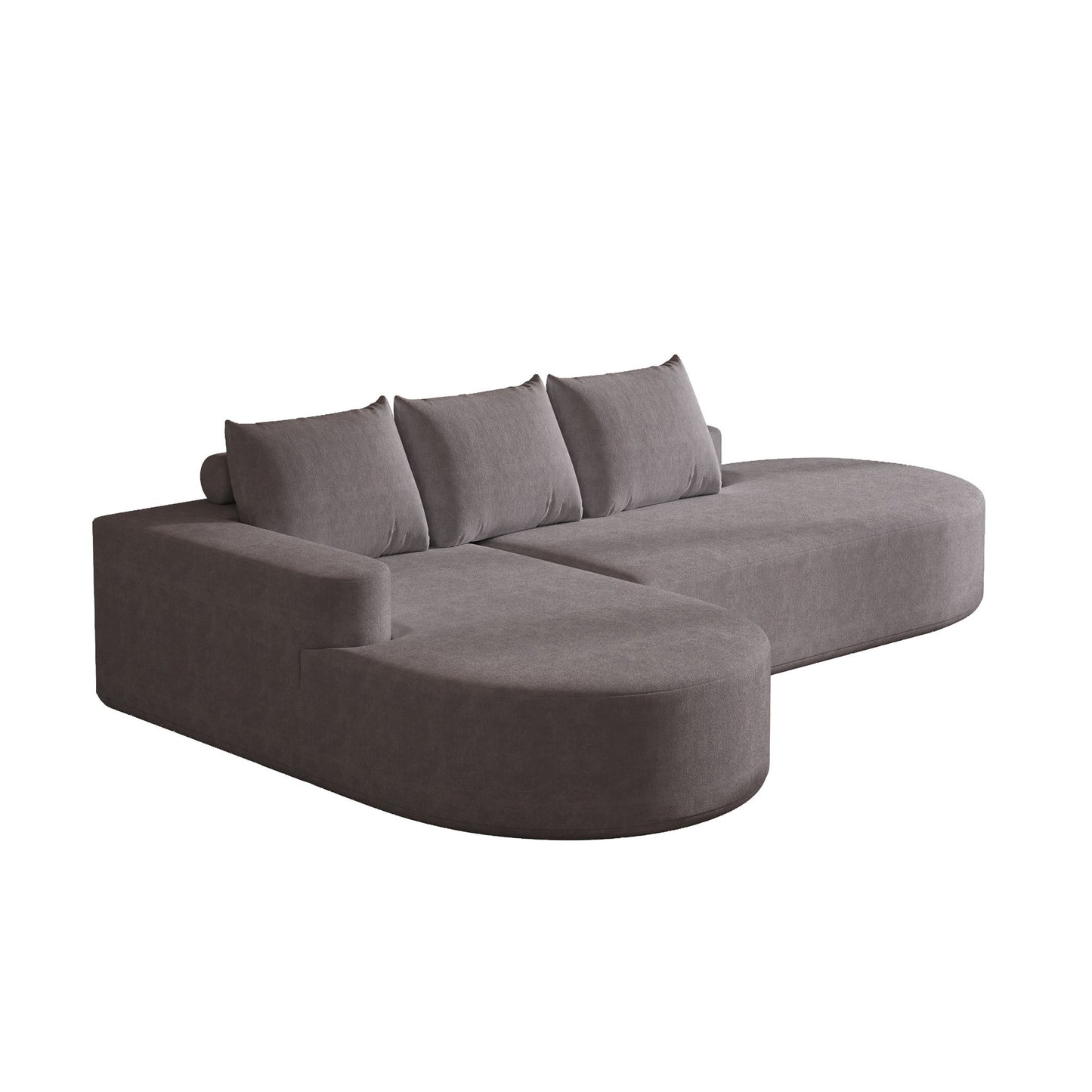 Modern Curved Sofa, L-Shaped Modular Sectional Set With 3 Pillows Home Essentials