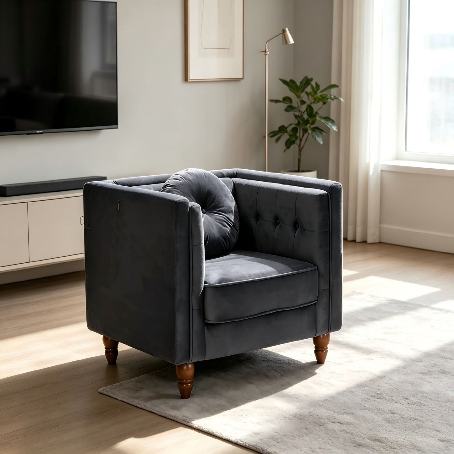Chesterfield Accent Tufted Square Arm Side Chair US Pride