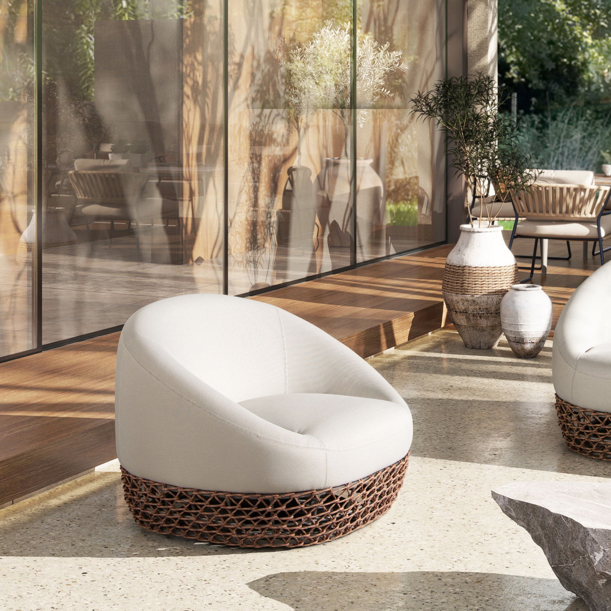 Willow - Upholstered Patio Deep Seating Armchair, Wicker Frame Jennifer Taylor Home
