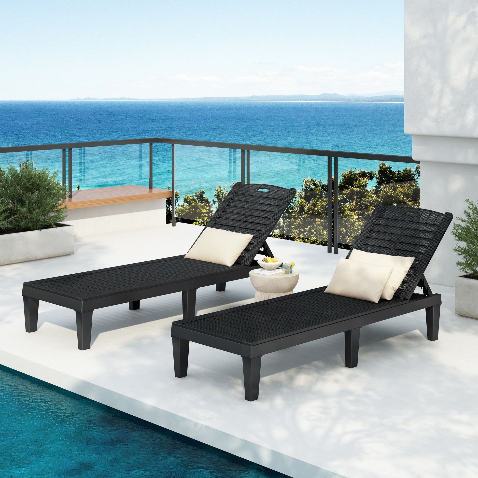 2 Piece Outdoor Chaise Lounges With Adjustable Backrest Hearth and Haven