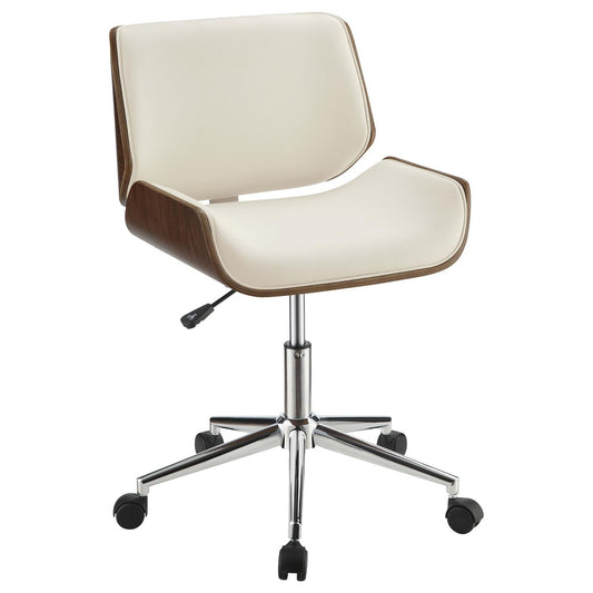 Ecru Swivel Office Chair Adjustable Height - Beige Furniture Max