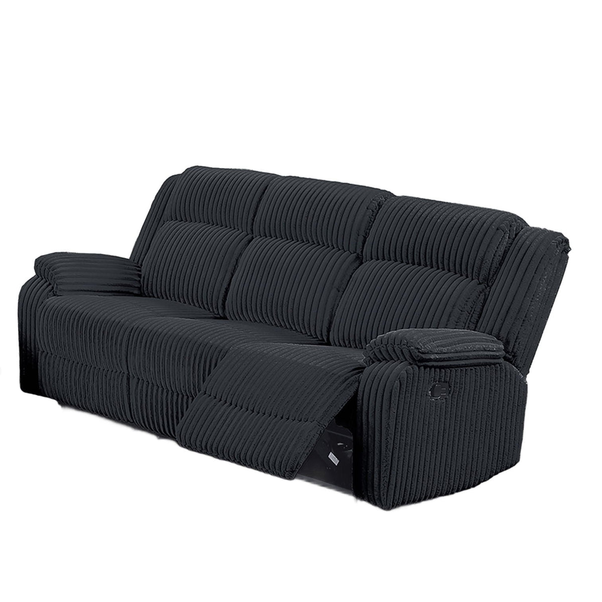 Motion Reclining Sofa With Seat And Adjustable Footrests For Living Room - Black Home Essentials