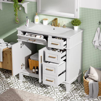 Modern Bathroom Vanity With Ceramic Sink, Soft Close Storage Cabinet Hearth and Haven