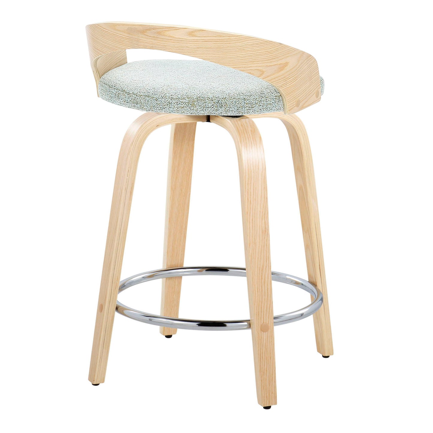 Grotto - Contemporary Fixed Height Counter Stool & Swivel, Round Footrest (Set of 2) Lumi Source