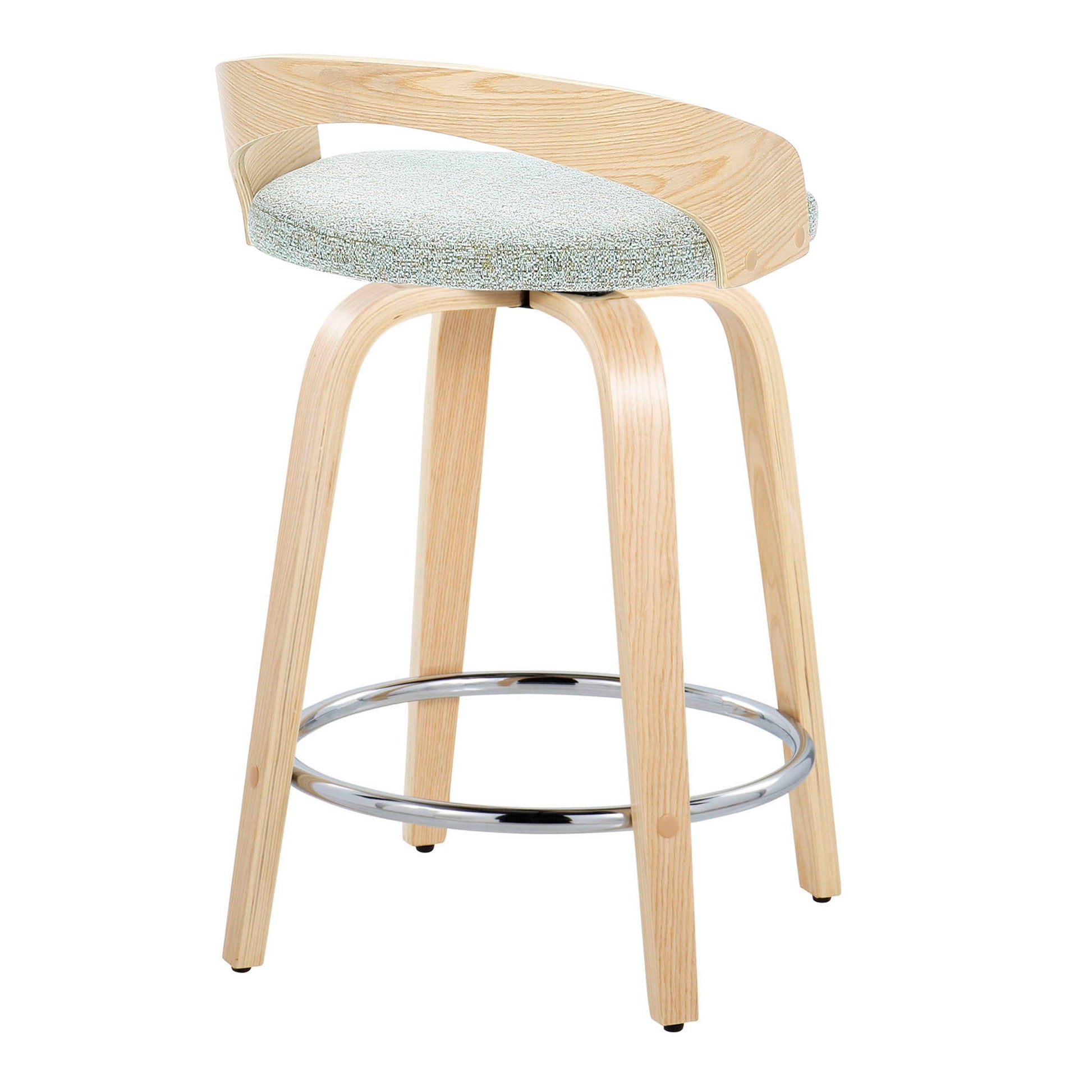 Grotto - Contemporary Fixed Height Counter Stool & Swivel, Round Footrest (Set of 2) Lumi Source