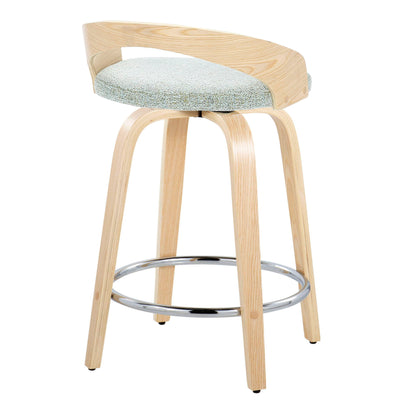 Grotto - Contemporary Fixed Height Counter Stool & Swivel, Round Footrest (Set of 2) Lumi Source