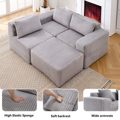 L - Shape Modern Minimalist Modular Sectional Sofa, Upholstered Cloud Couch With Deep Seats Home Essentials