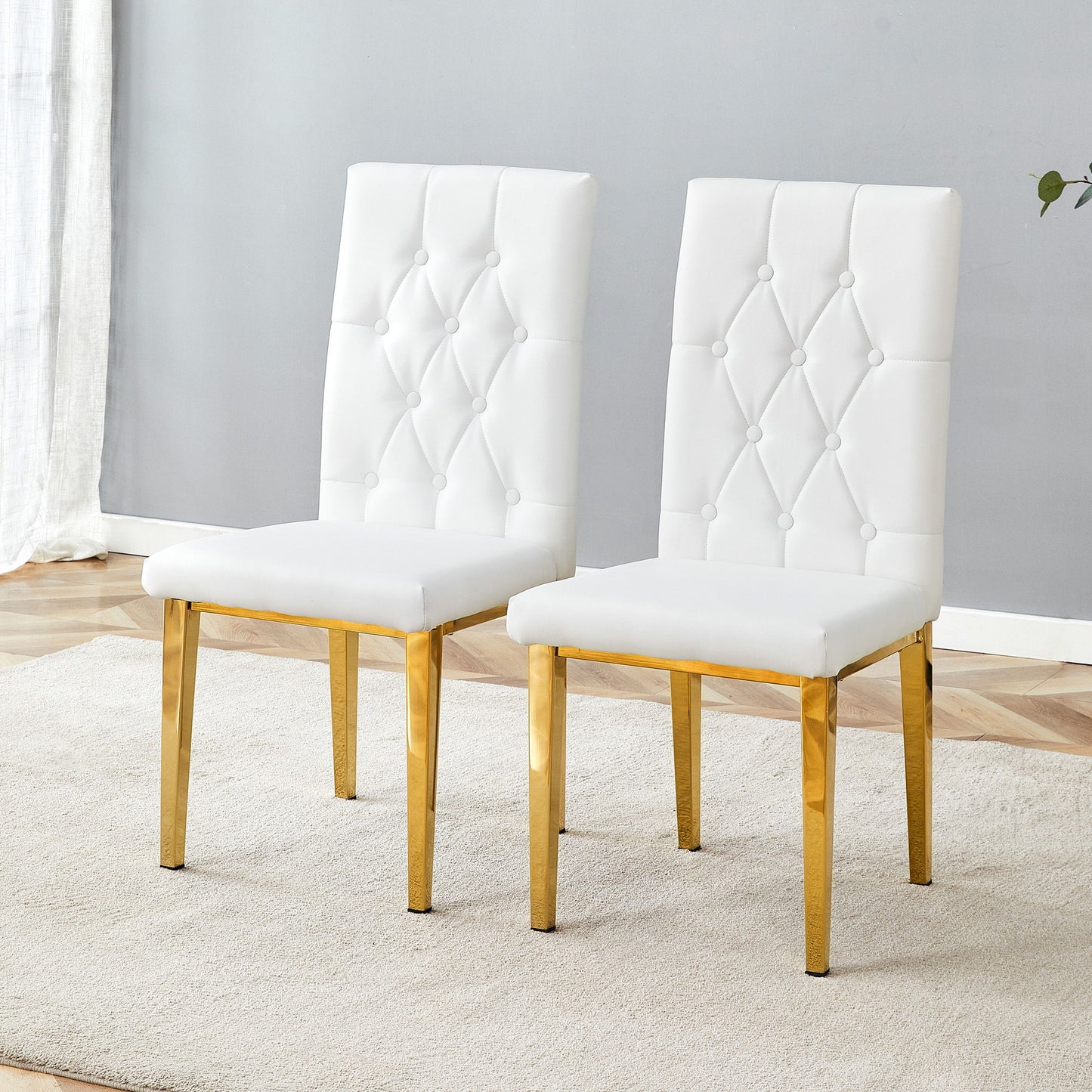 Vintage Style Armless Dining Chairs Set With Grid And Buckle Design Home Essentials