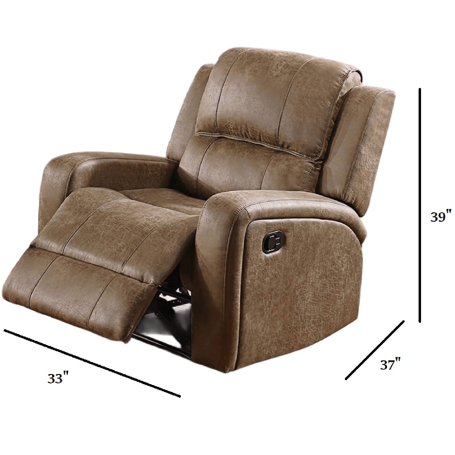 Modern Style Manual Recliner With Square Arms And Tufted Design Home Essentials