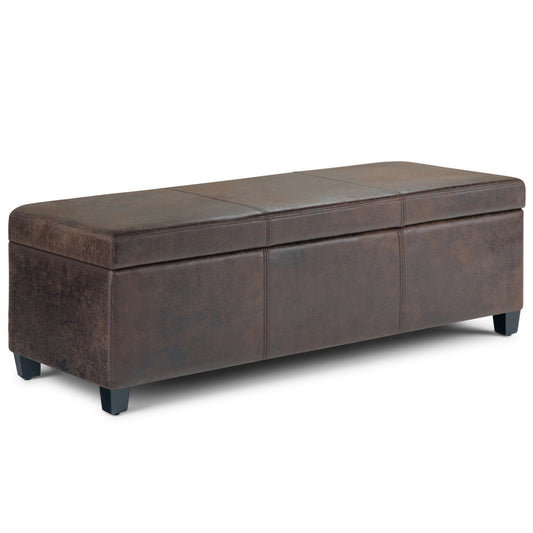Avalon - Storage Ottoman Bench - Distressed Brown Simpli-Home