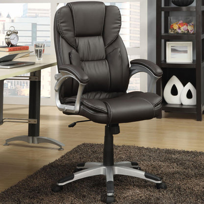 Swivel Office Chair With Armrests, Adjustable Height - Brown Furniture Max