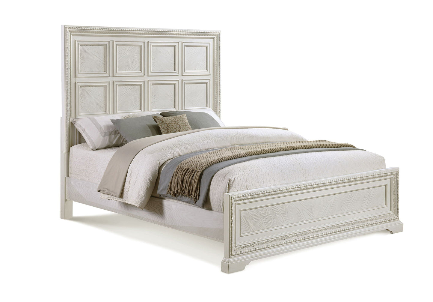 Alexandria - Queen Panel Bed- White Crown Mark