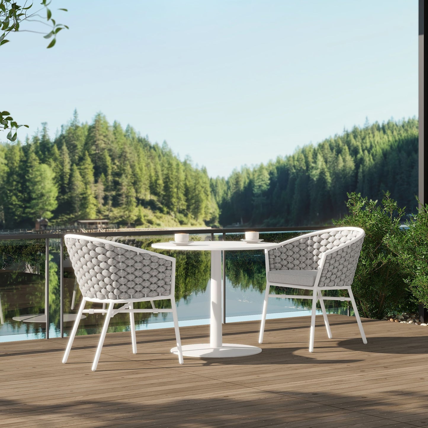 Rowan - Rope Barrel Back Patio Dining Chairs (Set of 2) - Optic White Jennifer Taylor Home
