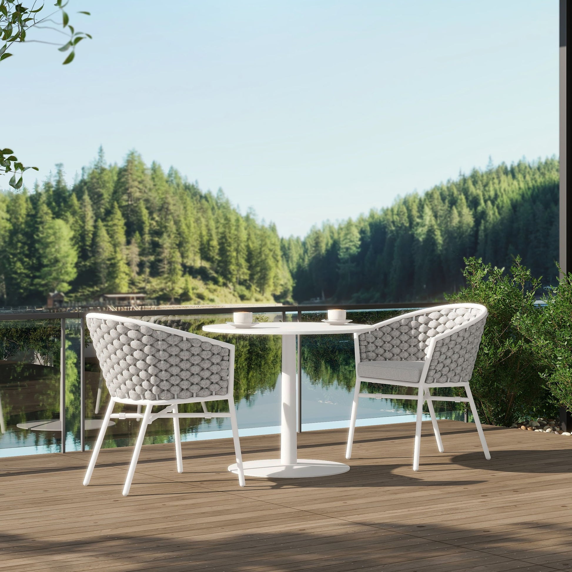 Rowan - Rope Barrel Back Patio Dining Chairs (Set of 2) - Optic White Jennifer Taylor Home