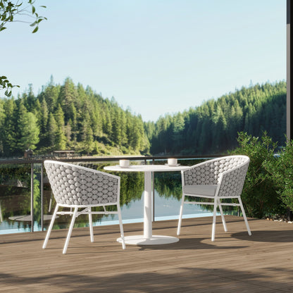 Rowan - Rope Barrel Back Patio Dining Chairs (Set of 2) - Optic White Jennifer Taylor Home