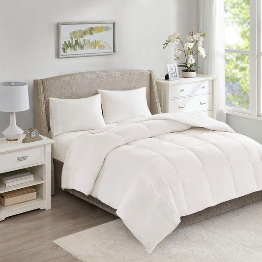 All Season Warmth Oversized 100% Down Twin Comforter - White