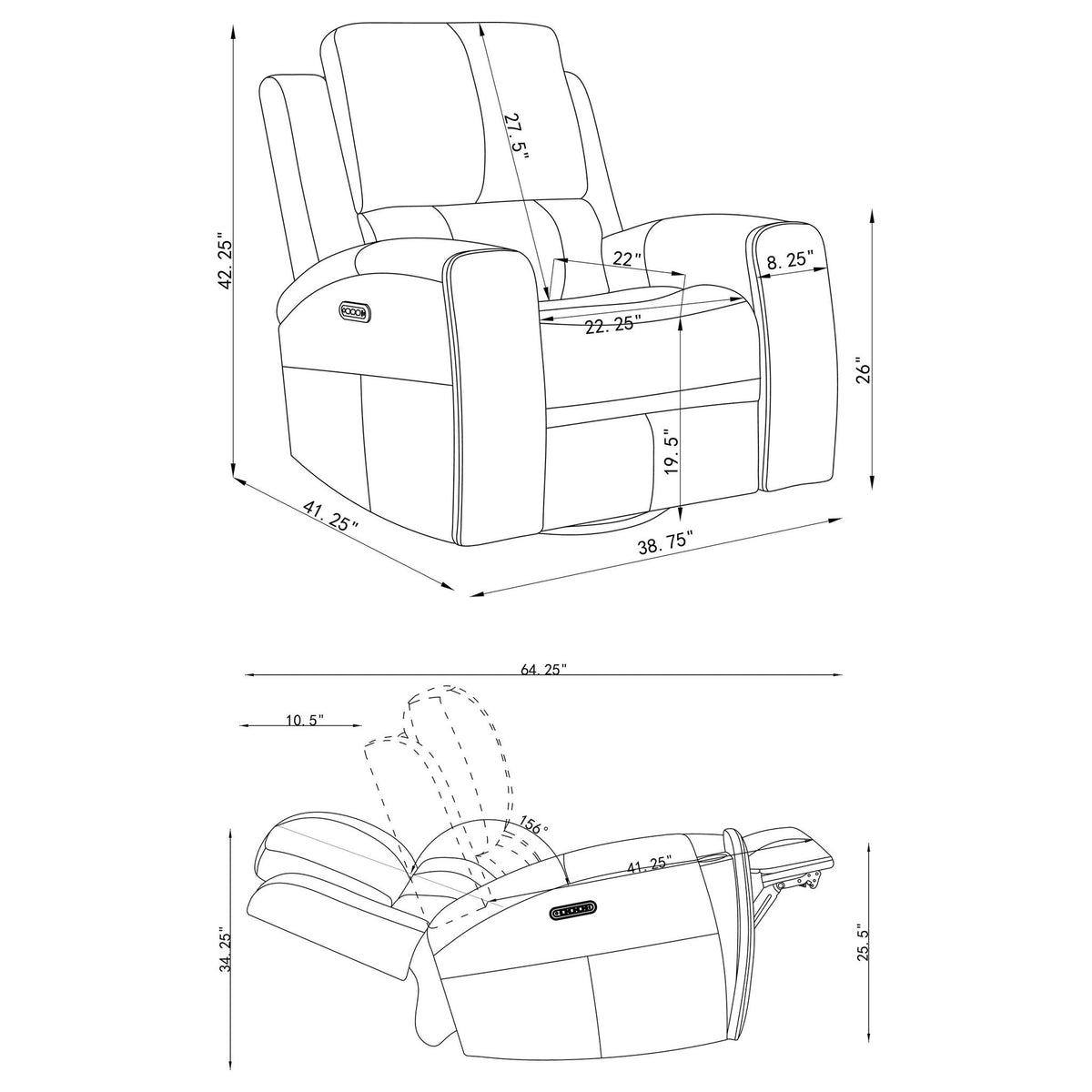 Boyce - Triple Power Swivel Recliner With Independent Adjustments Furniture Max